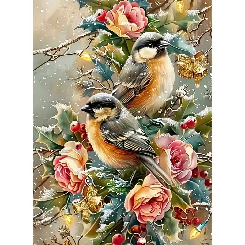 ptaki na różanej gałązce puzzle online