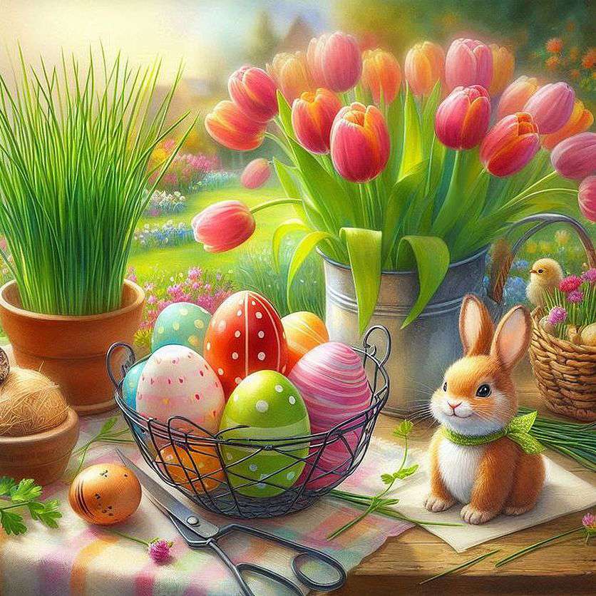 Easter wishes, bunny kisses online puzzle