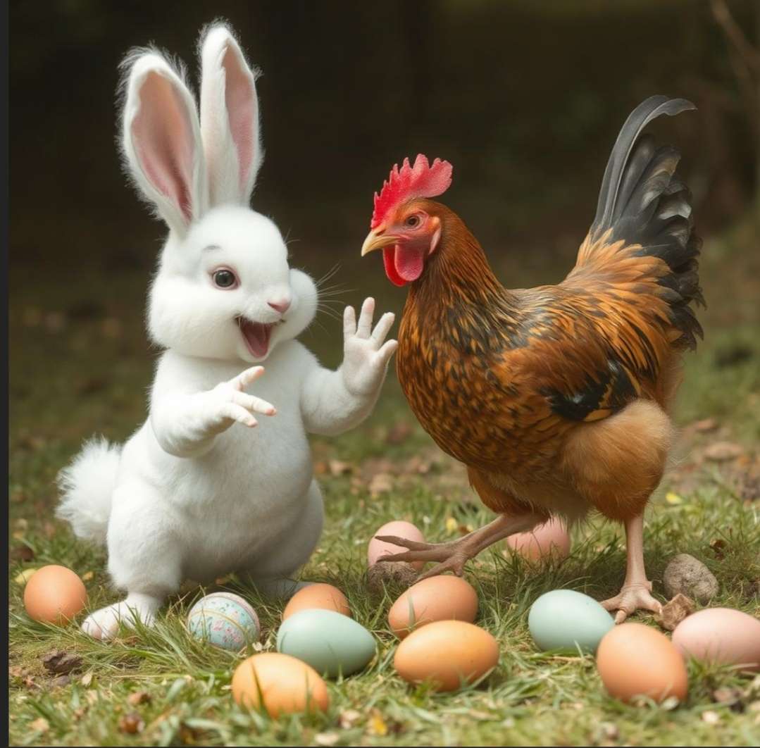 Easter Bunny se reúne con un gallo rompecabezas en línea