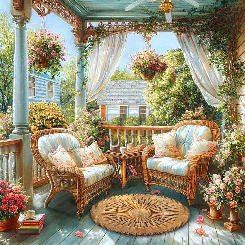 Terasa senină în primăvară jigsaw puzzle online