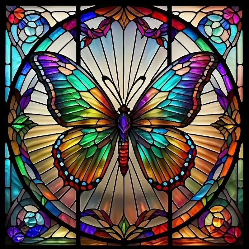 borboleta metálica - vitral puzzle online