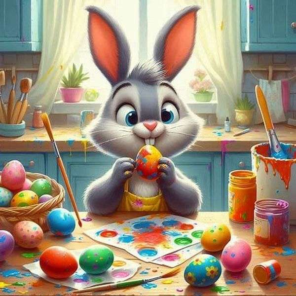 Easter Rabbit Artist puzzle online
