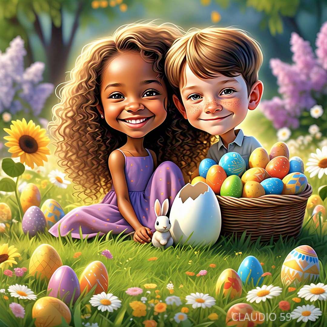 W parku z jajami wielkanocnymi puzzle online