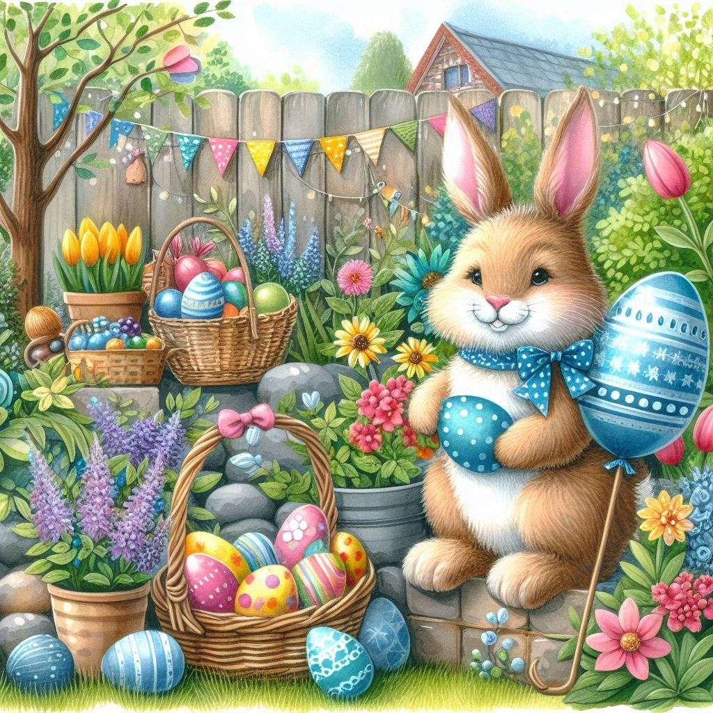 Easter bunny fun garden jigsaw puzzle online
