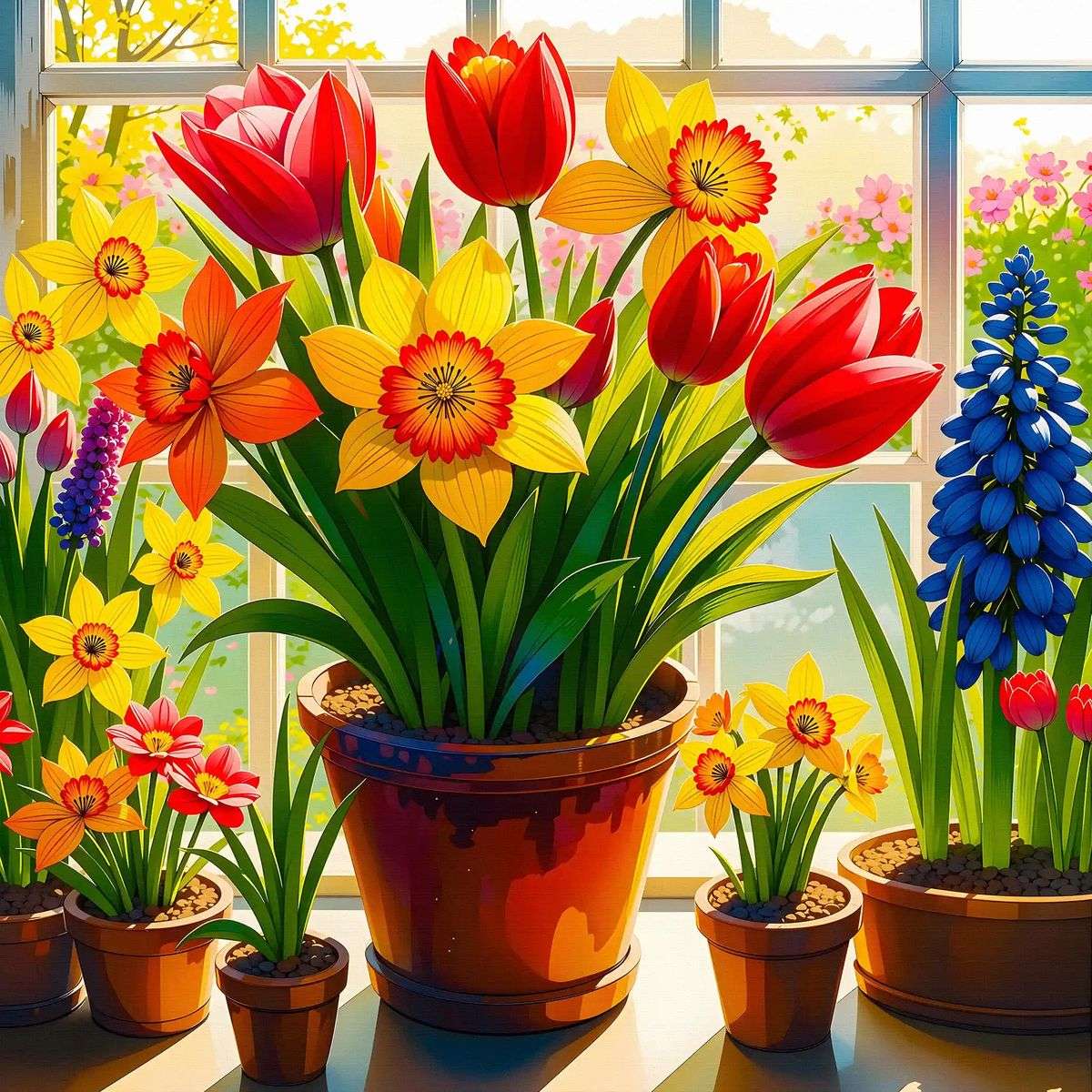 Nárciszok és tulipák online puzzle