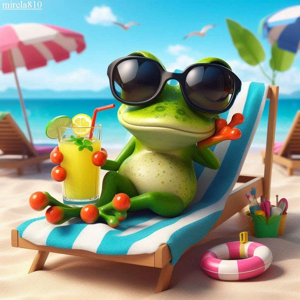 Żabka na plaży puzzle online