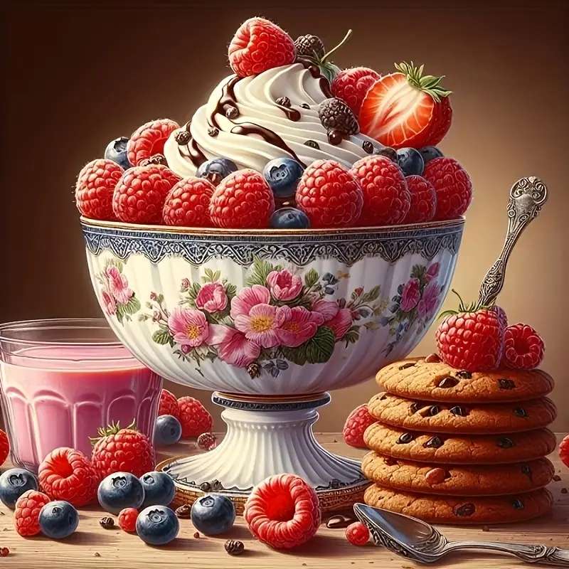 deser z owocami puzzle online