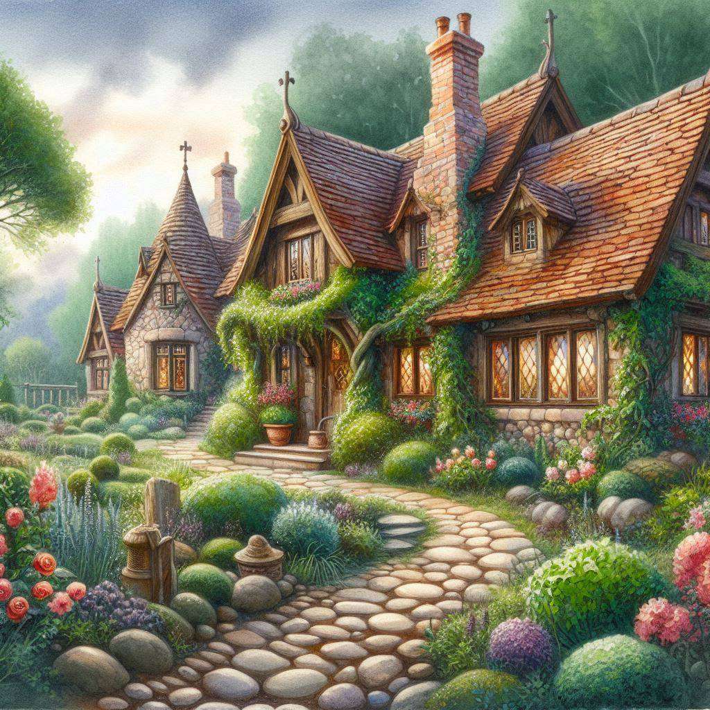 Old village cottage jigsaw puzzle online