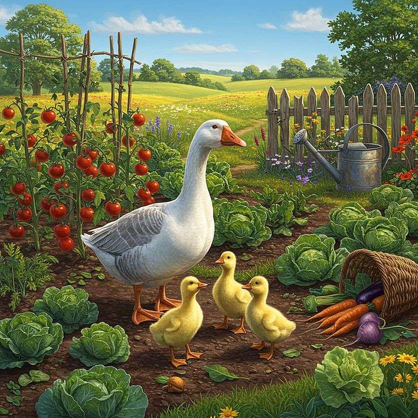 Mother Goose stoi na bogatej, ziemistej ziemi puzzle online