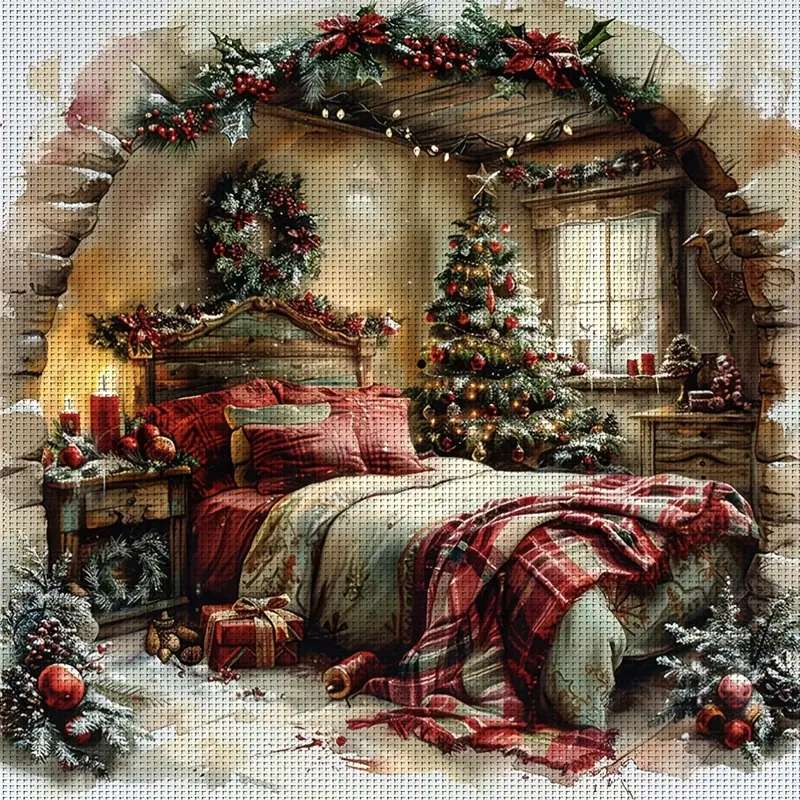 sypialnia w świątecznym wystroju puzzle online