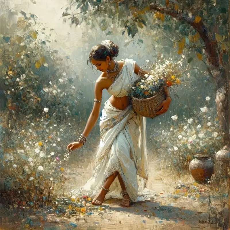Une nymphe forestière qui a collecté des fleurs puzzle en ligne