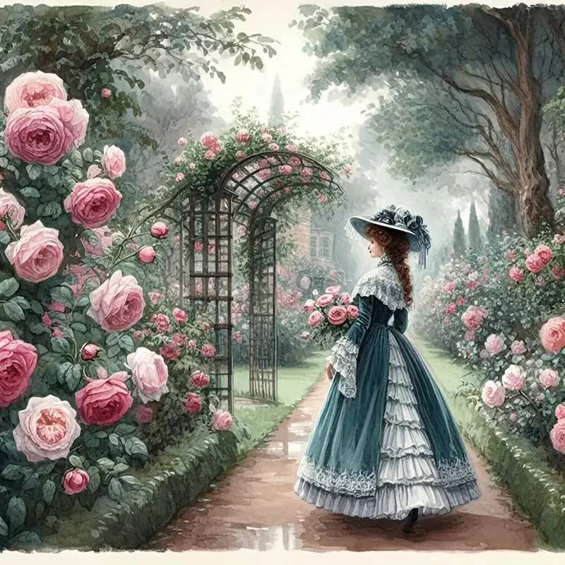 Une promenade dans la roseraie puzzle en ligne