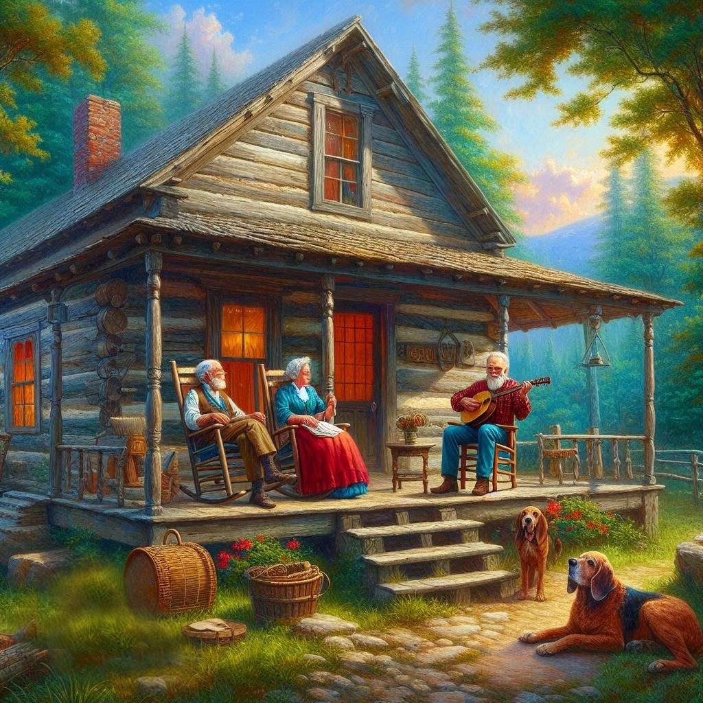Kabina z lat 50. XX wieku w lesie puzzle online