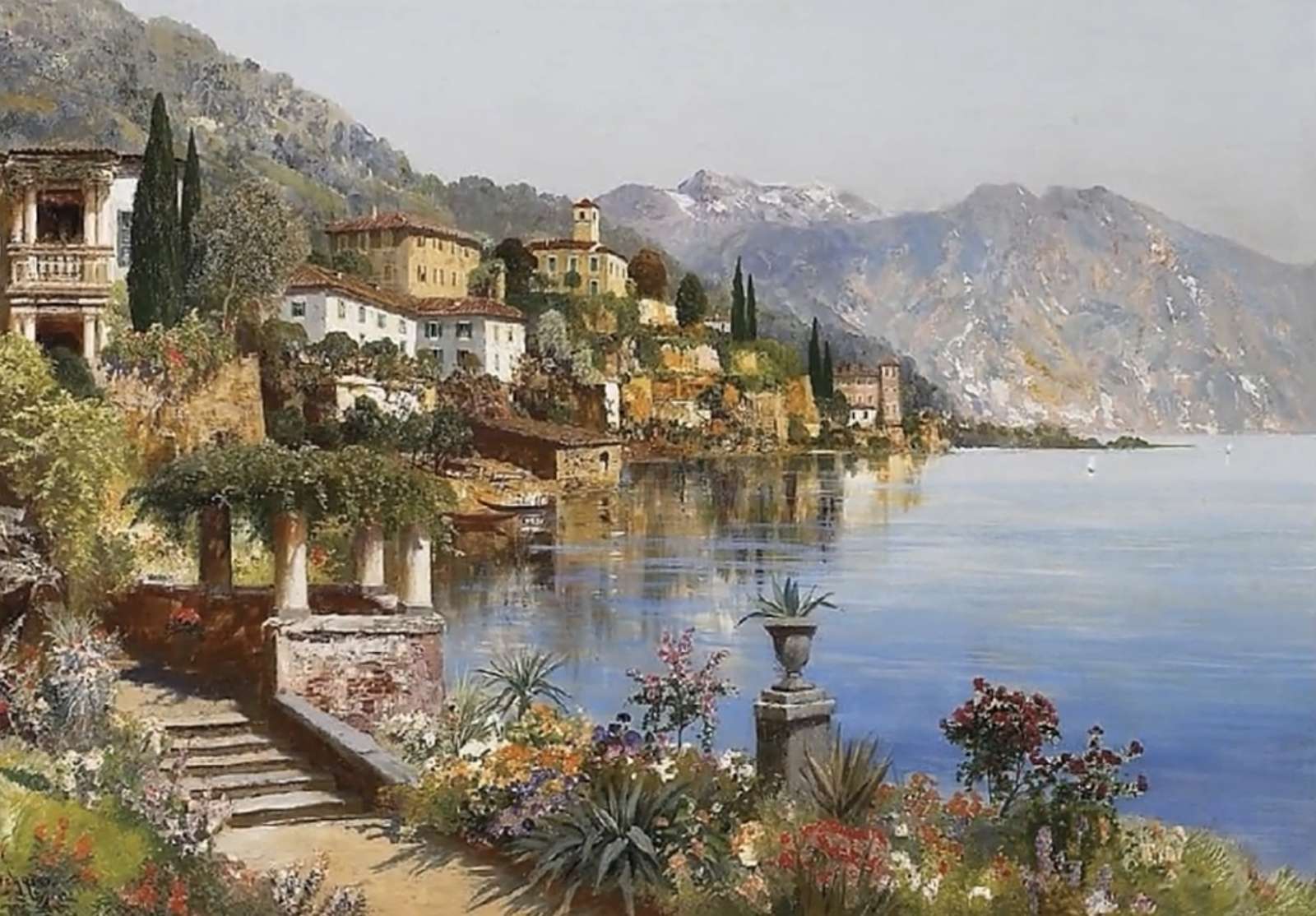 Beaux bâtiments sur le lac puzzle en ligne