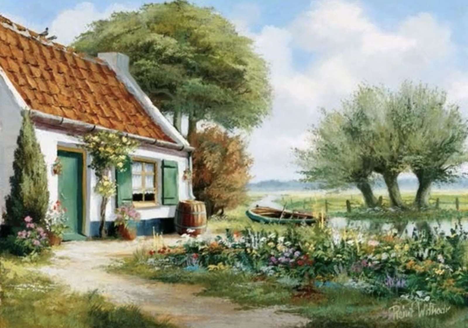 Ładny dom na wodzie puzzle online