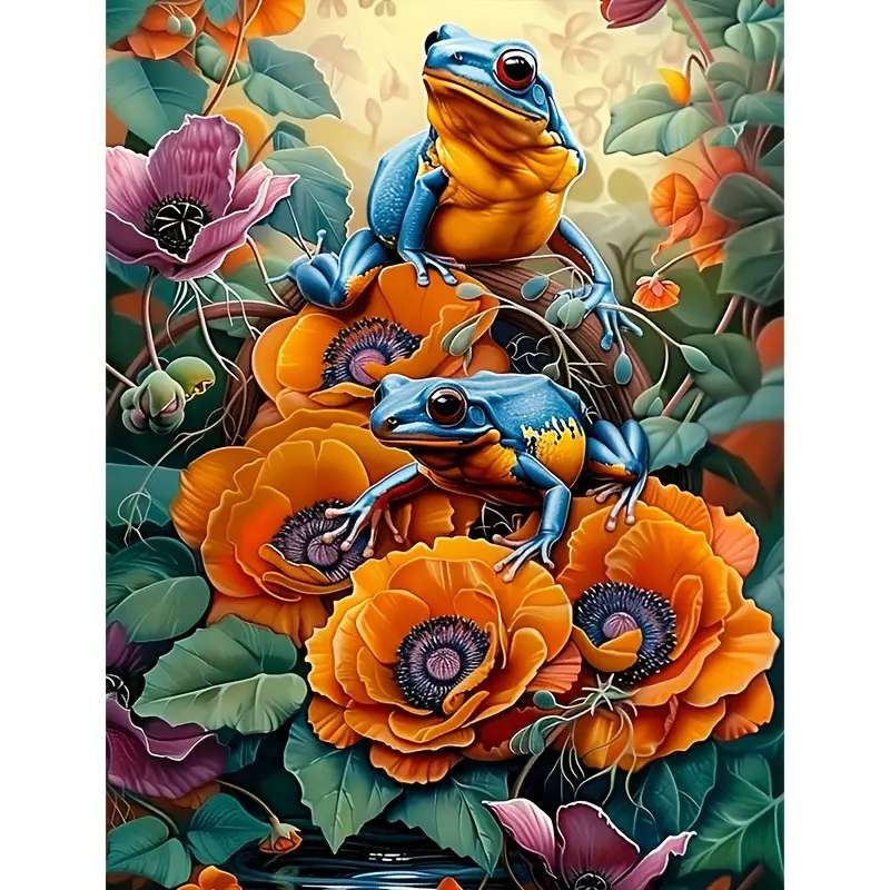 exotic frogs among flowers jigsaw puzzle online