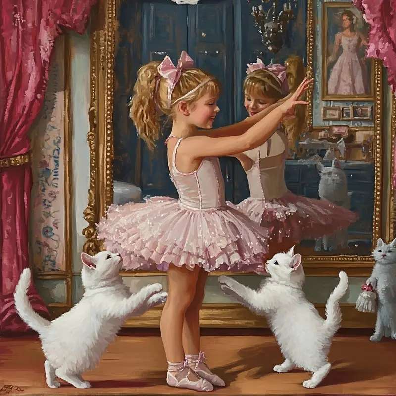 Little ballerina with cats online puzzle