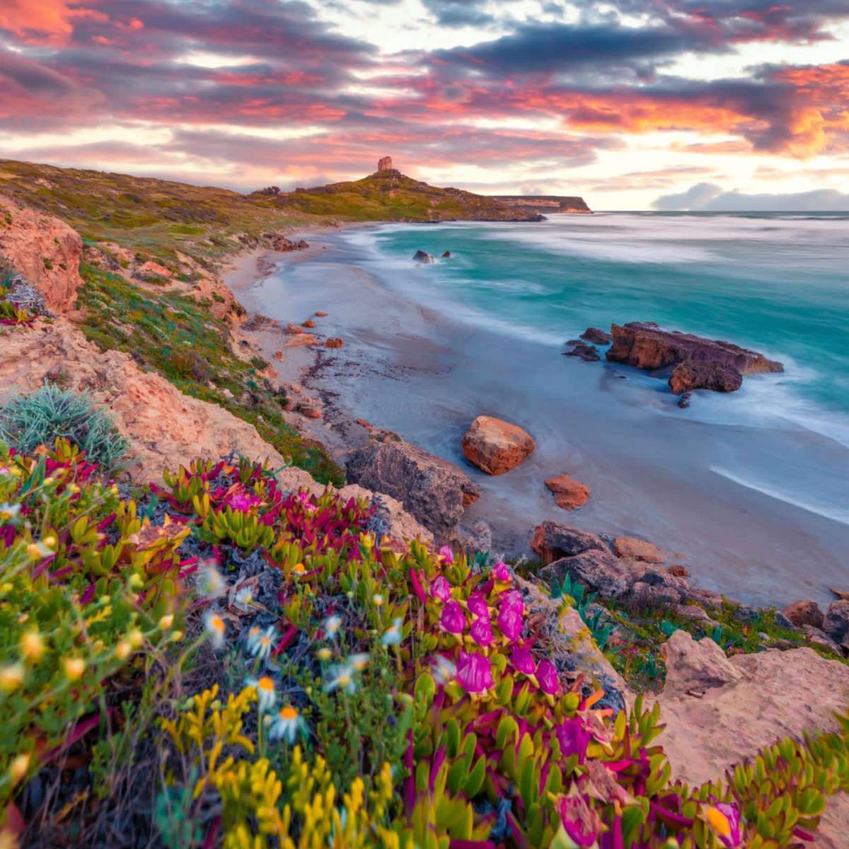 Coast during sunset online puzzle