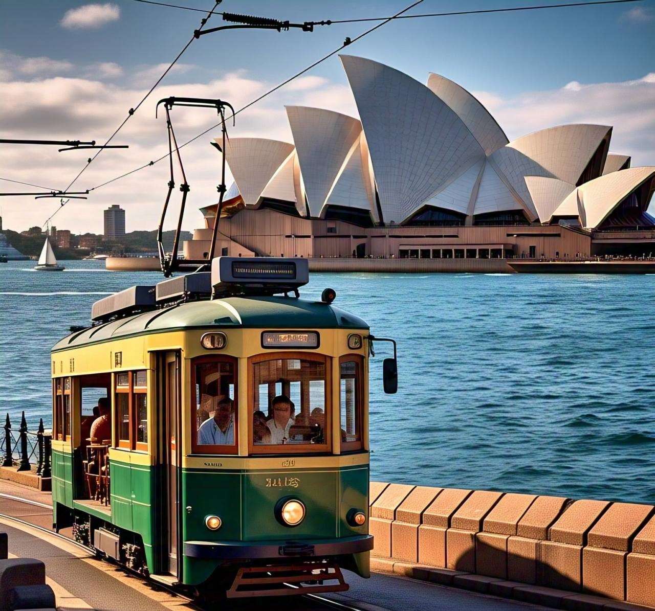 Stary tramwaj i Opera w Sydney puzzle online