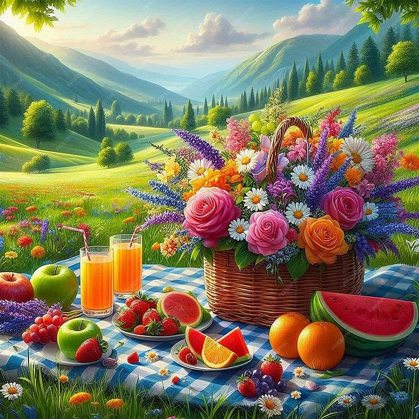 Piknik táj kirakós online