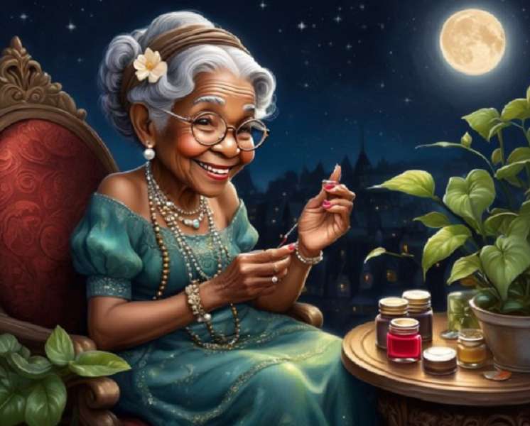Babcia maluje paznokcie puzzle online