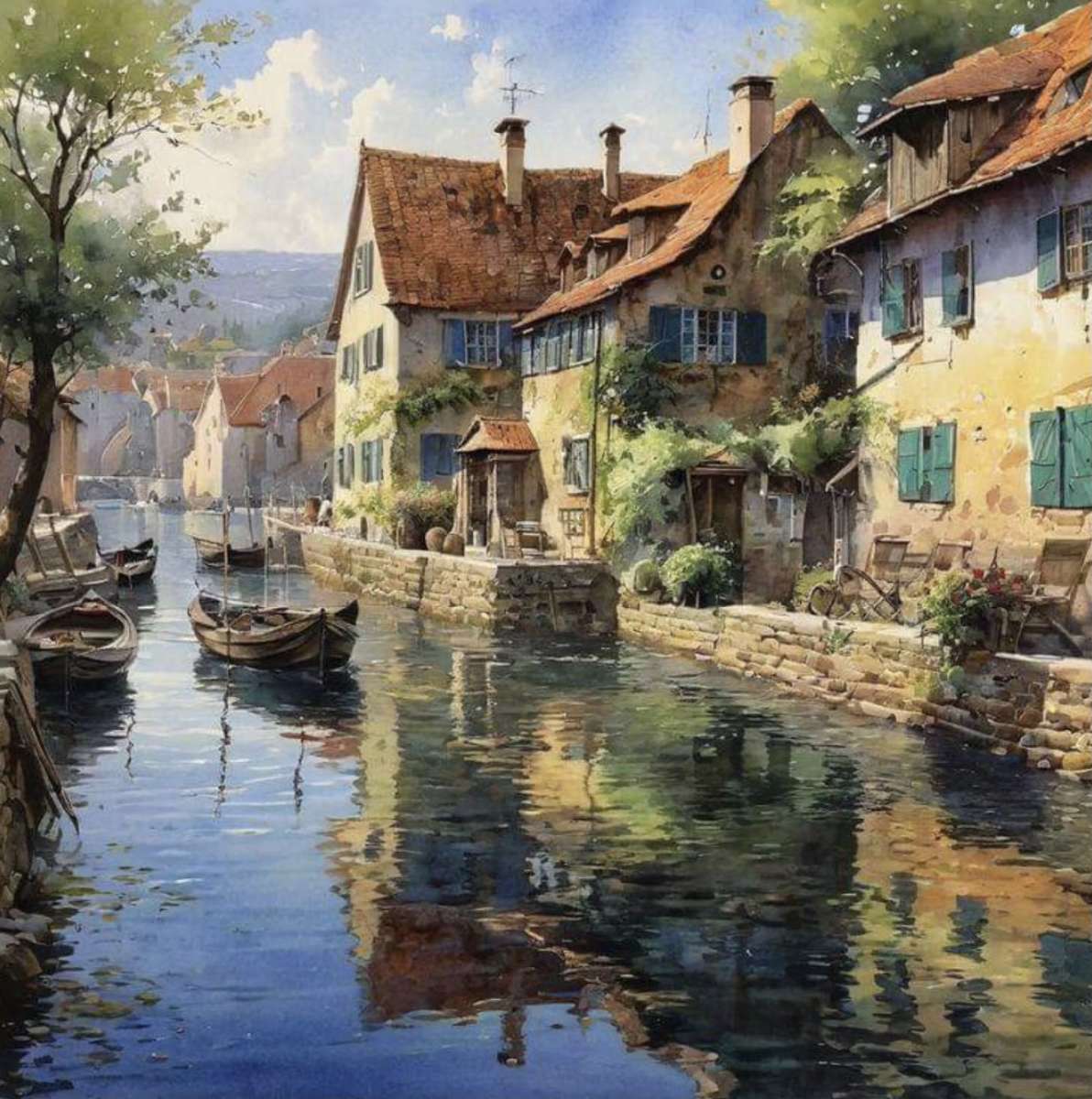 Cozy houses along the Vaart online puzzle