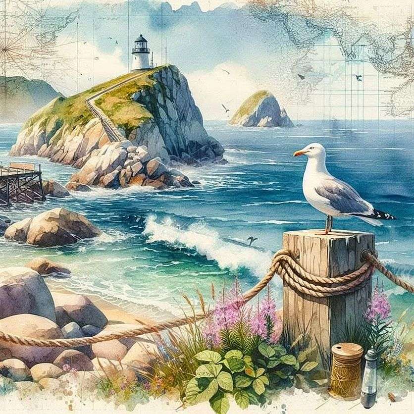 Seagull na krajobrazie Maritim puzzle online