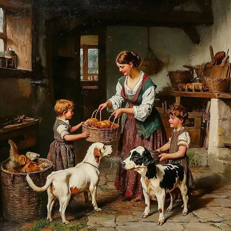 wiejska scenka rodzajowa puzzle online