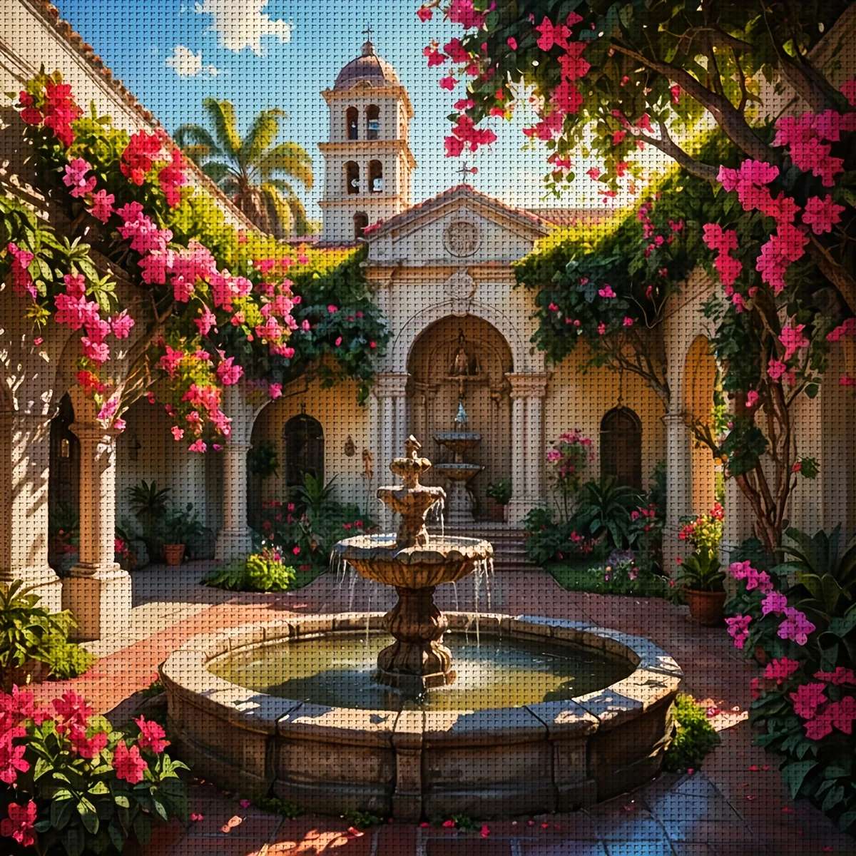 Italiaans terras met een fontein legpuzzel online