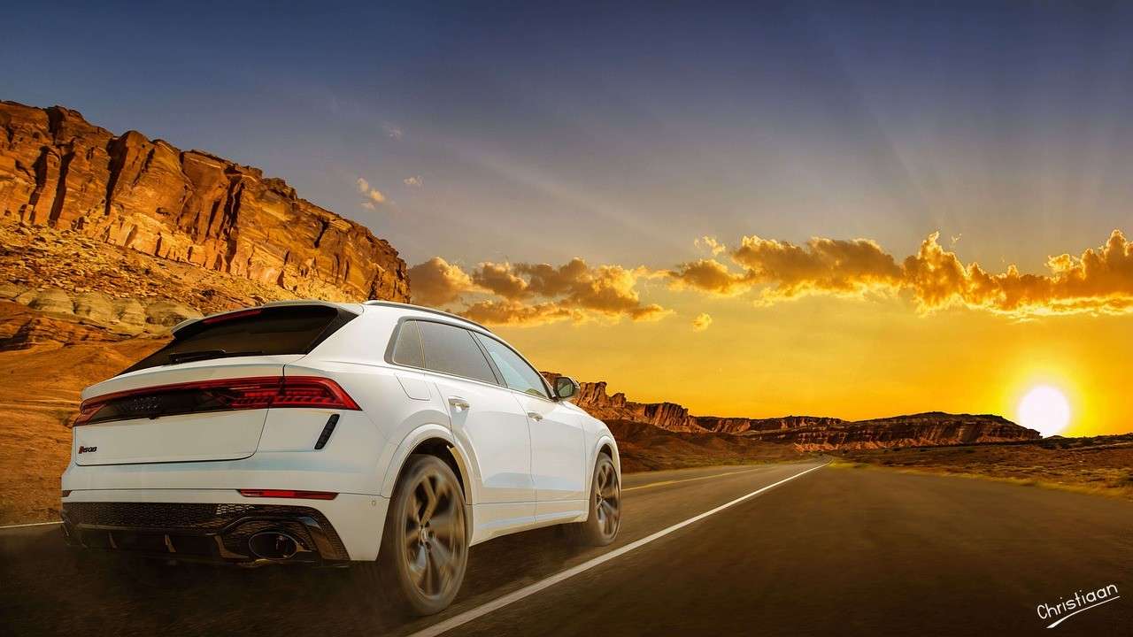 Auto, audi, auto sportiva, tramonto. puzzle online