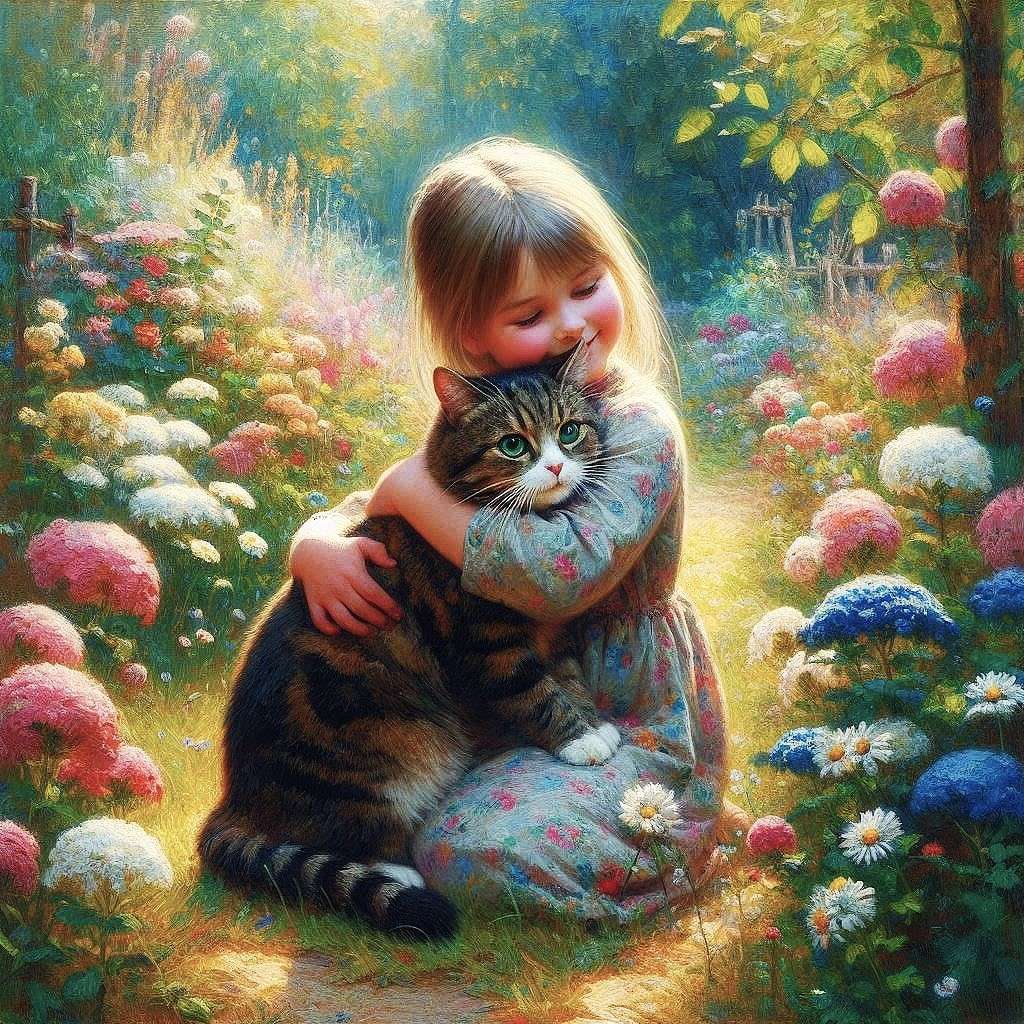 Ania ze swoim ukochanym kotem puzzle online
