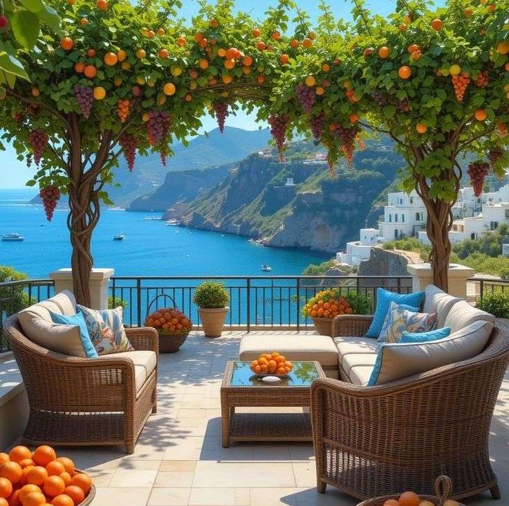 Su una terrazza che si affaccia sul mare puzzle online