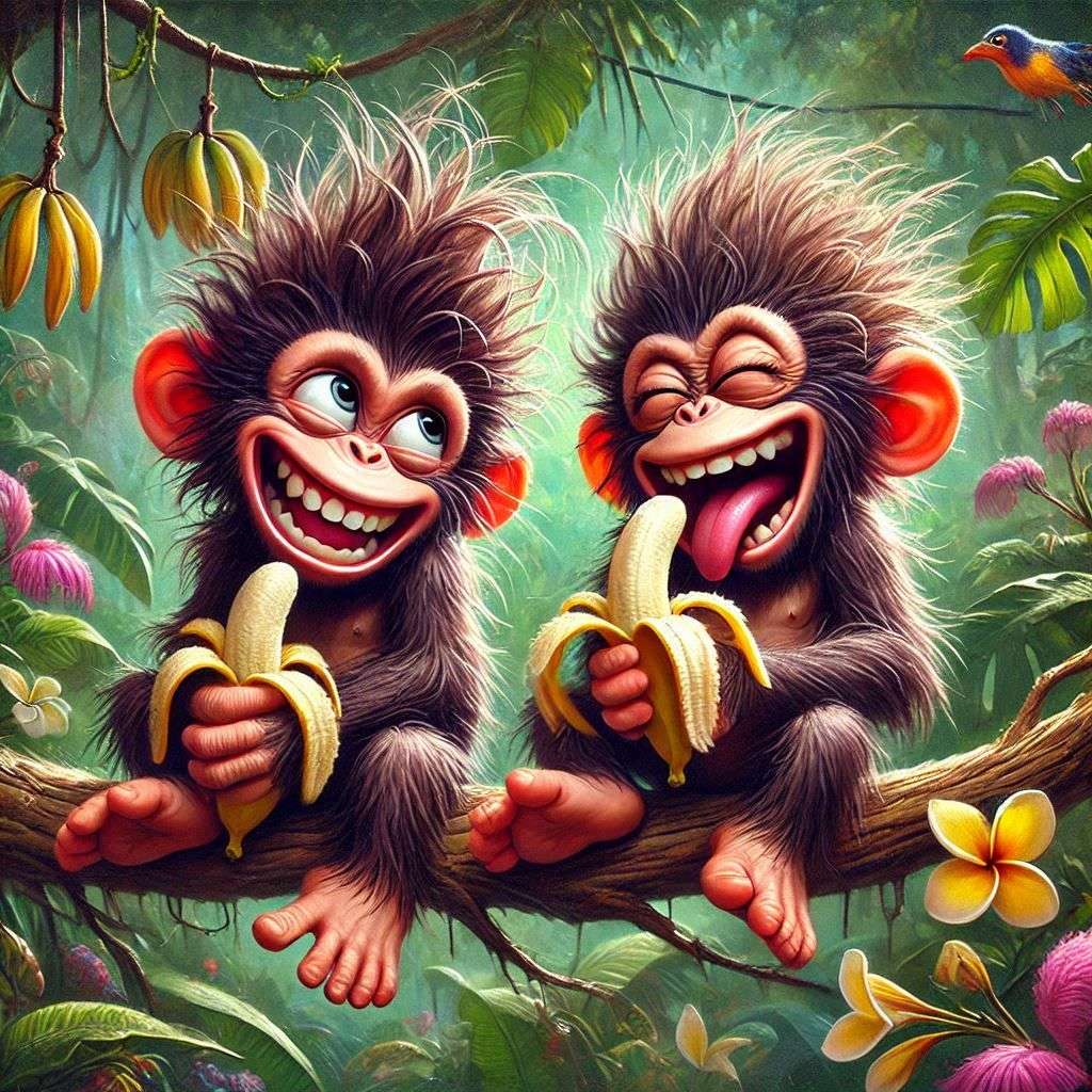 Małpy z bananami puzzle online