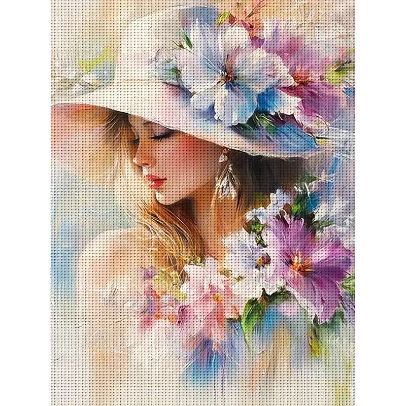 Donna con cappello puzzle online