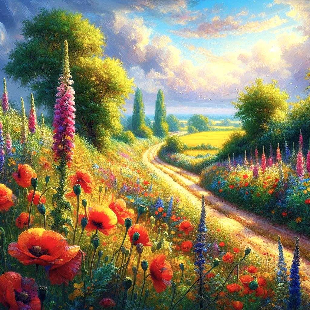 polna droga w słońcu puzzle online