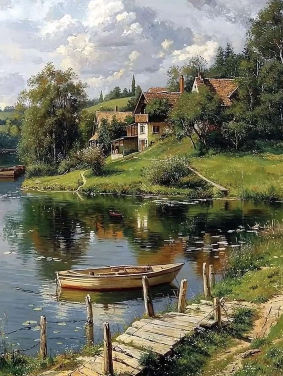 Łódź nad jeziorem puzzle online
