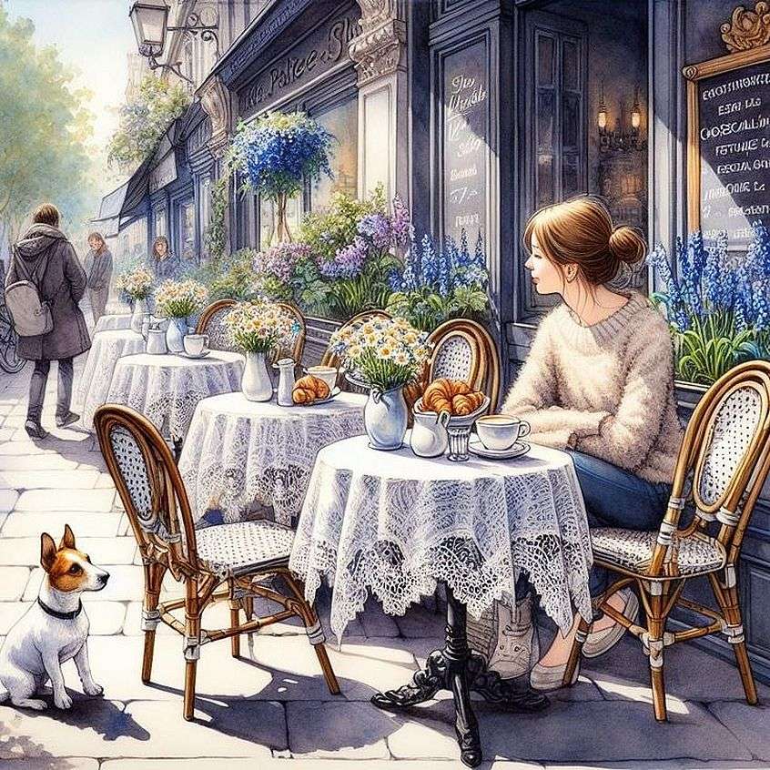 Caffè con un jack russell puzzle online
