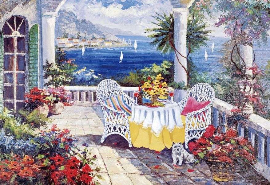 Romantycznie na tarasie puzzle online