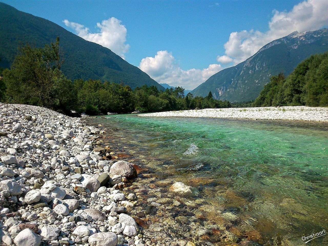 Area di montagna, fiume, natura, acqua. puzzle online