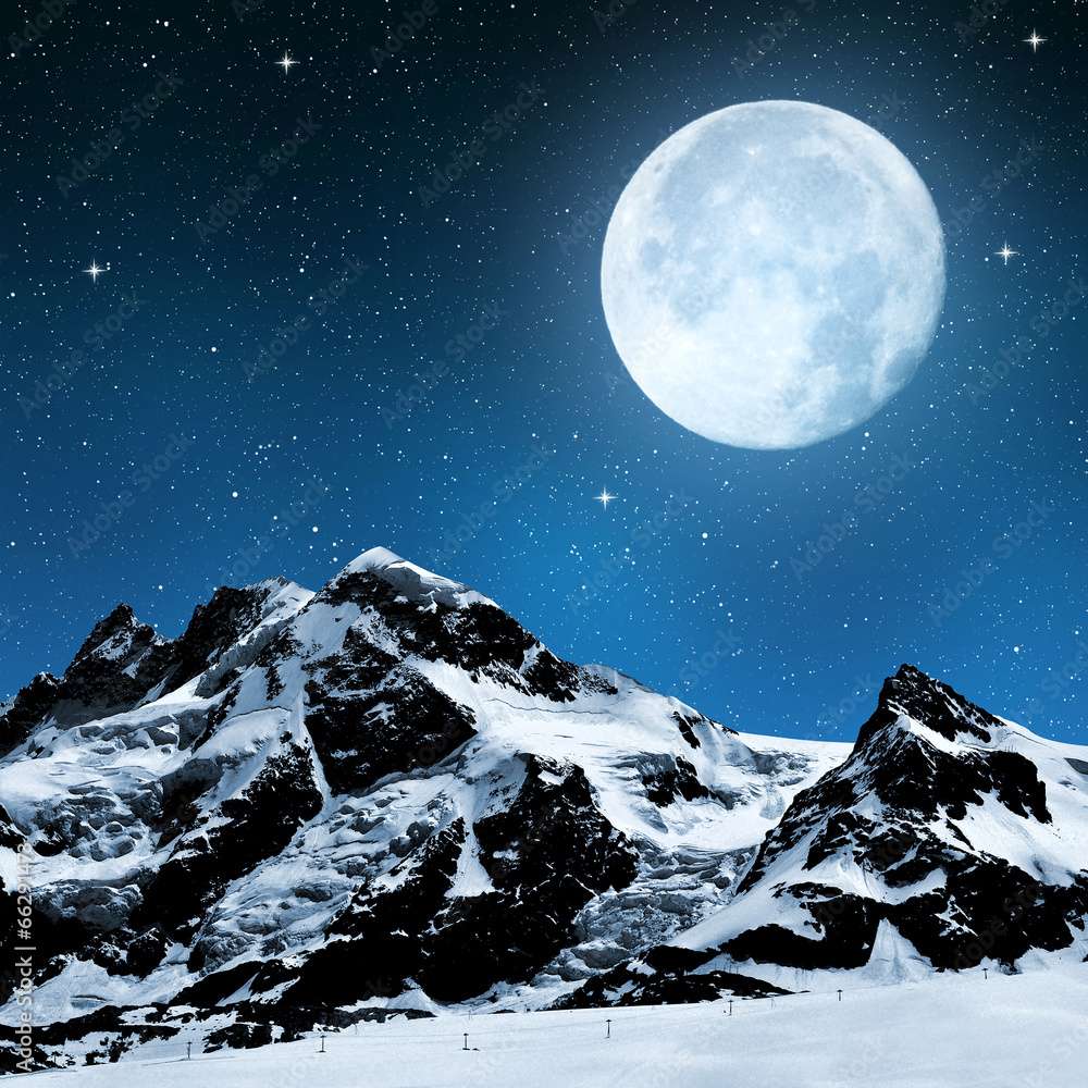 Montañas de noche rompecabezas en línea
