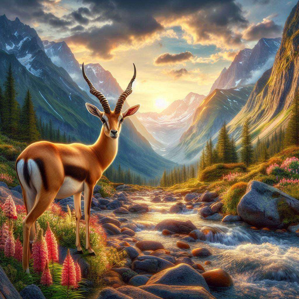 Piękna gazela w górach puzzle online