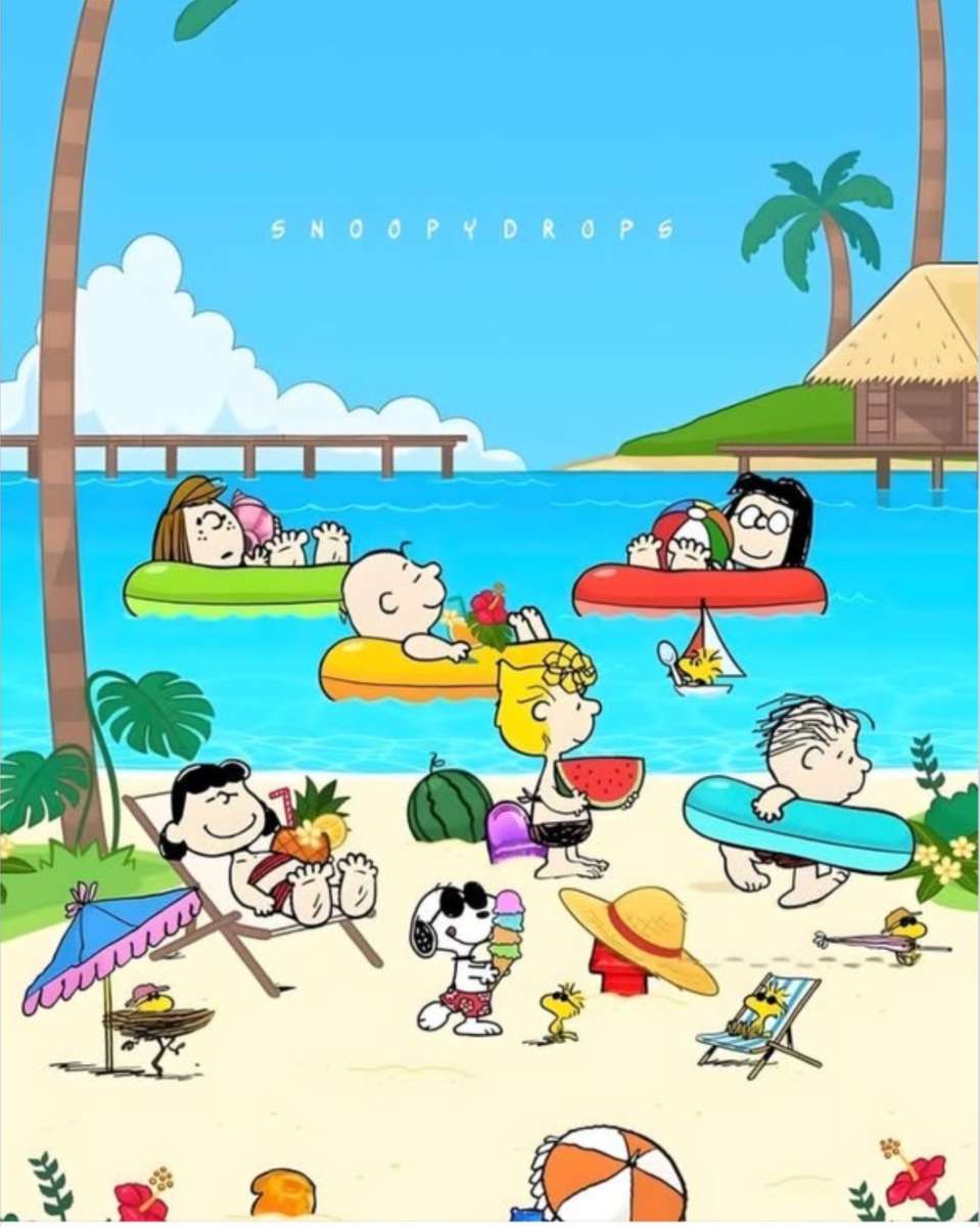 Miłe wspomnienia z gangu Schulz na plaży puzzle online
