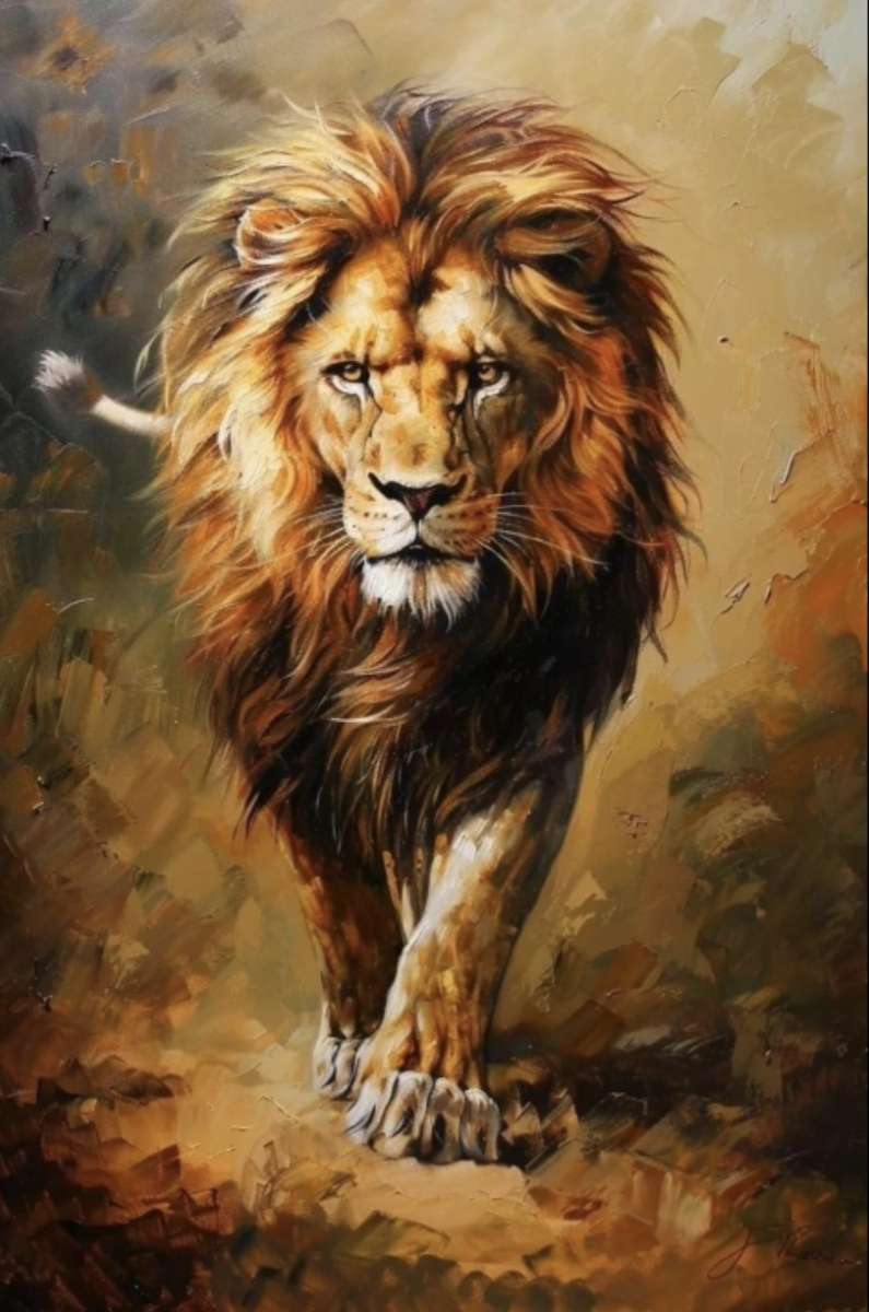 Poważny lew puzzle online