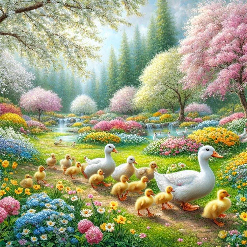Wiosenny ogród w pełnym rozkwicie puzzle online
