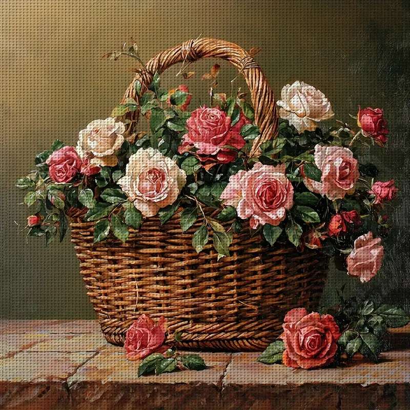 kosz pełen róż puzzle online