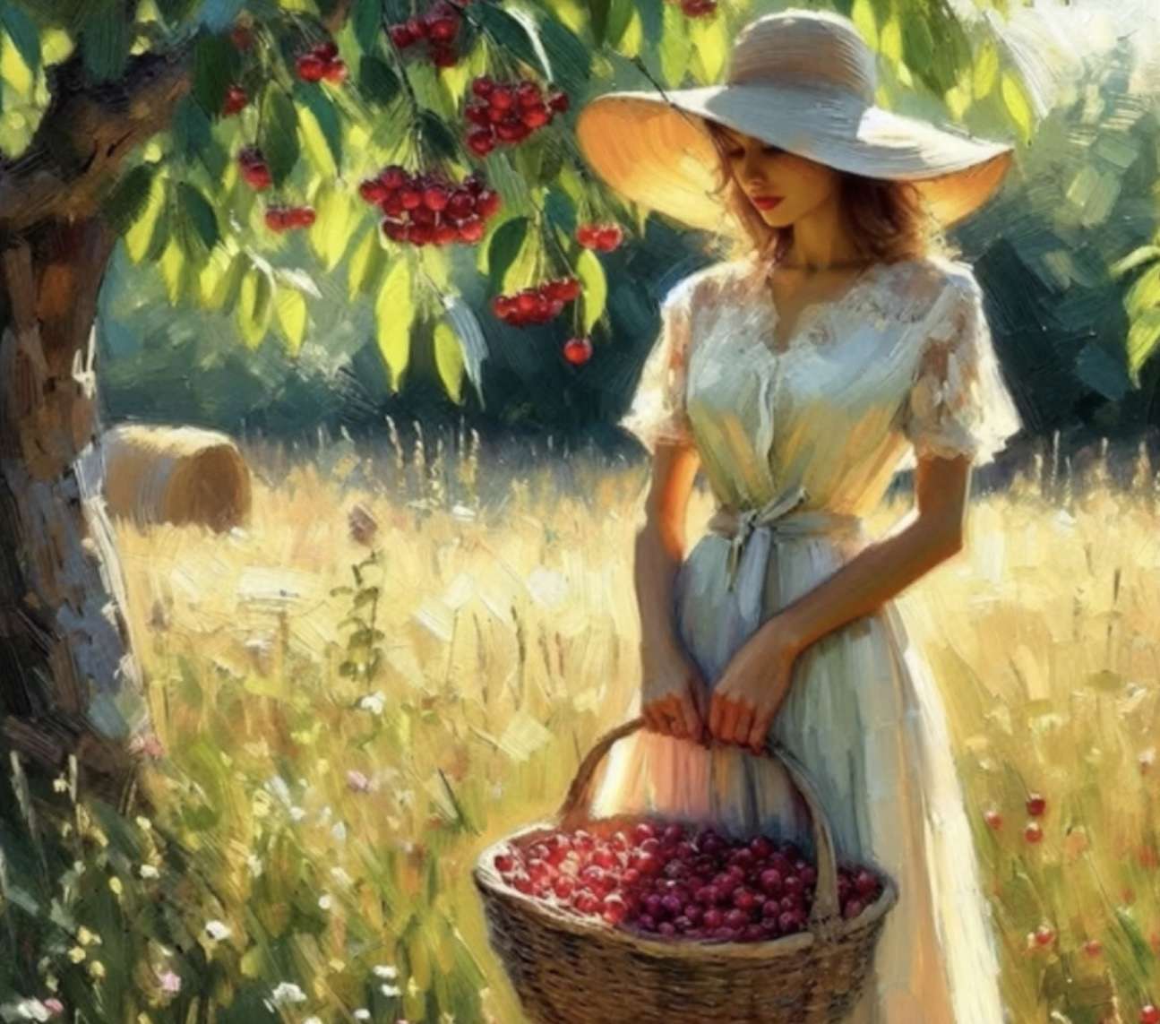 Kosz pełen wiśni puzzle online