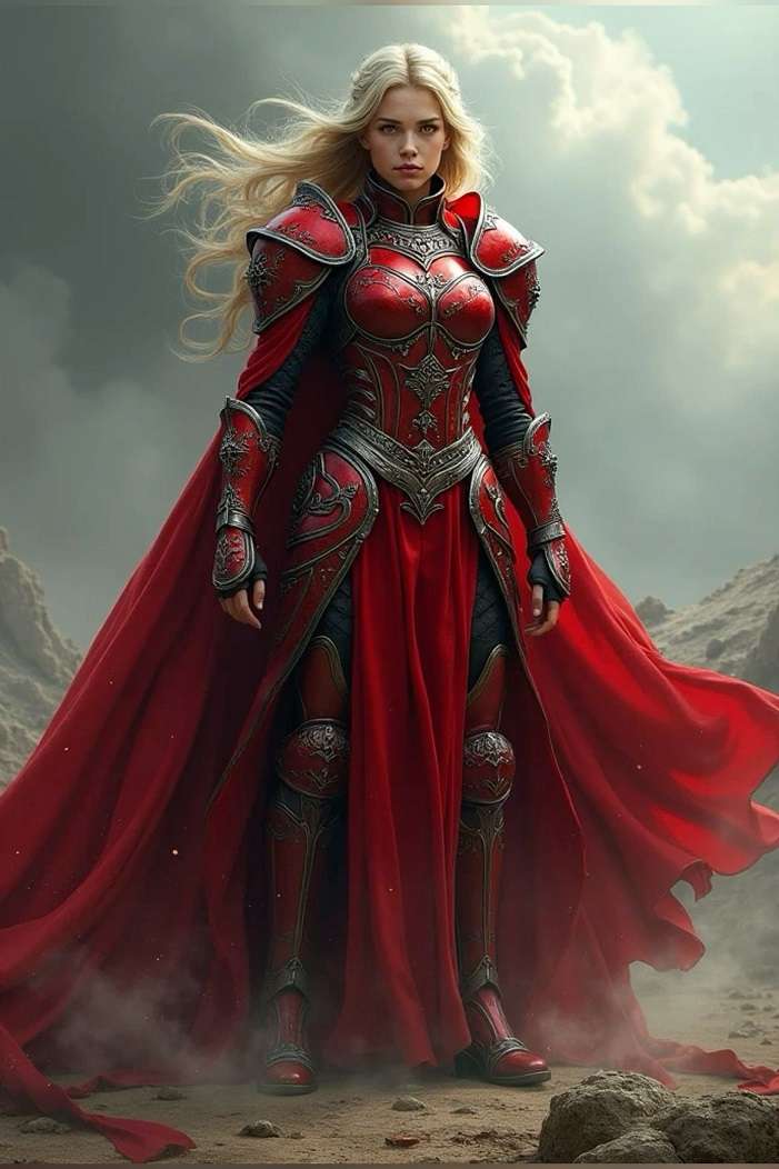 赤い鎧、金髪の戦士 オンラインパズル