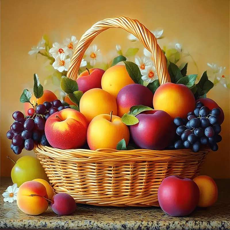 cesta llena de fruta rompecabezas en línea