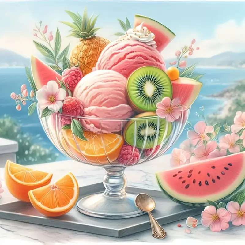 letni deser z owocami puzzle online