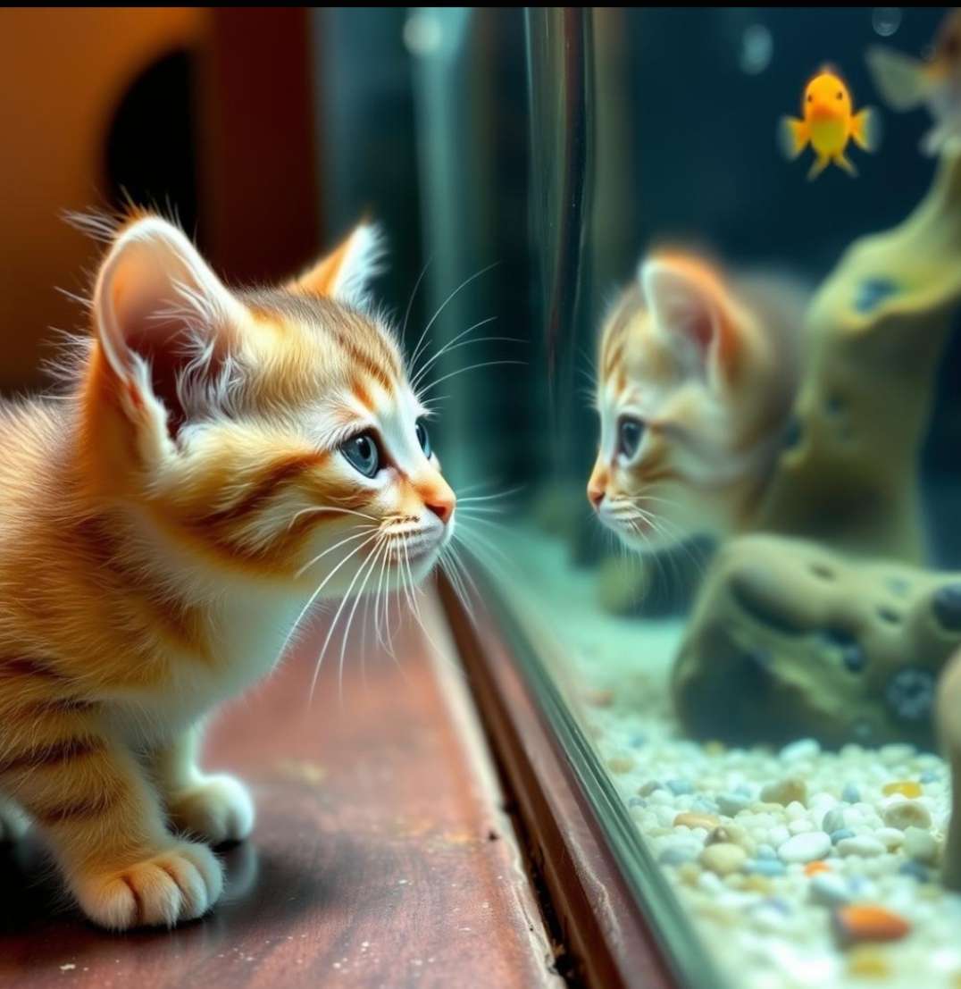 Chaton et aquarium puzzle en ligne